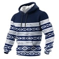 thumbnail image 1 of HXWCHs Men's Casual Western Aztec Style Hooded Sweatshirt Long Sleeve Relaxed Fit top with Pockets L Navy, 1 of 3