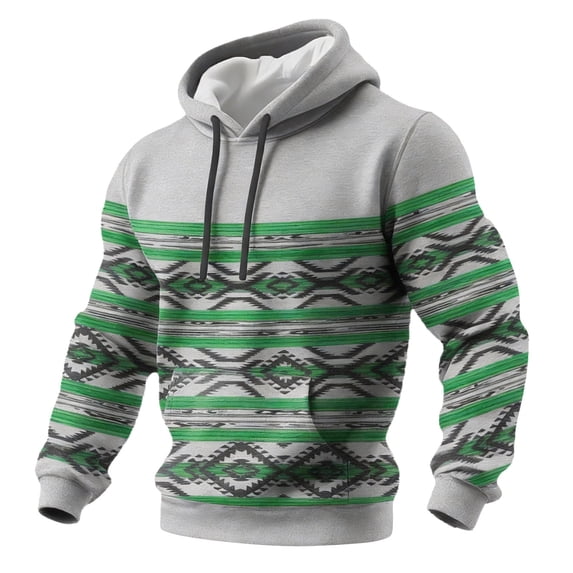 HXWCHs Men's Casual Western Aztec Style Hooded Sweatshirt Long Sleeve Relaxed Fit top with Pockets S Green