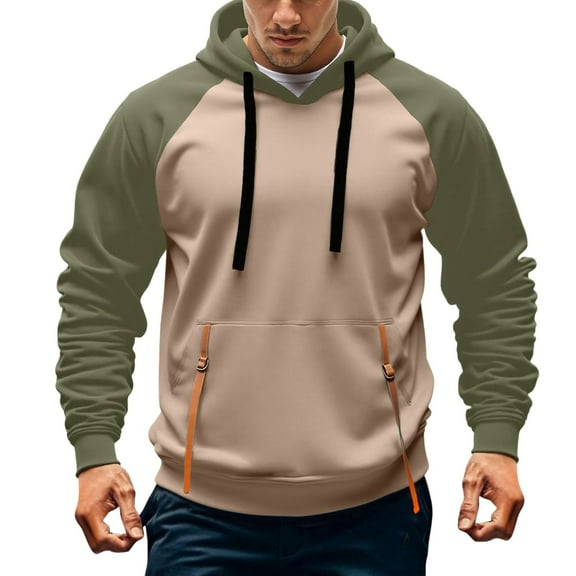 HXWCHs Men's College Style Hoodie Men's Casual Solid Color Pullover Hoodie Streetwear Comfortable Drawstring Sweatshirt for All Seasons Green M