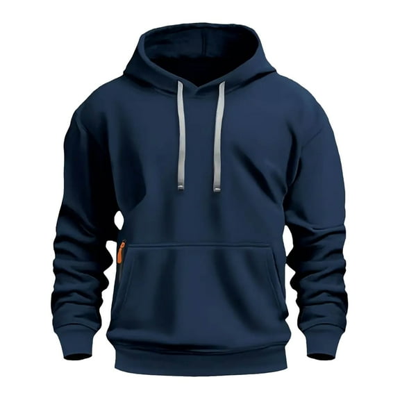 HXWCHs Men's Cotton Blend Hoodie Men's Slim Fit Hooded Sweatshirt Casual Pullover for Fall Winter Daily Wear Comfortable Non Stretch Pure Color Hoodie Navy L