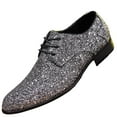 thumbnail image 1 of HXWCHs Men's Leather formal Dress Shoes Elegant Shiny Loafer Style Lace Up for Business Occasions 44 Silver, 1 of 6