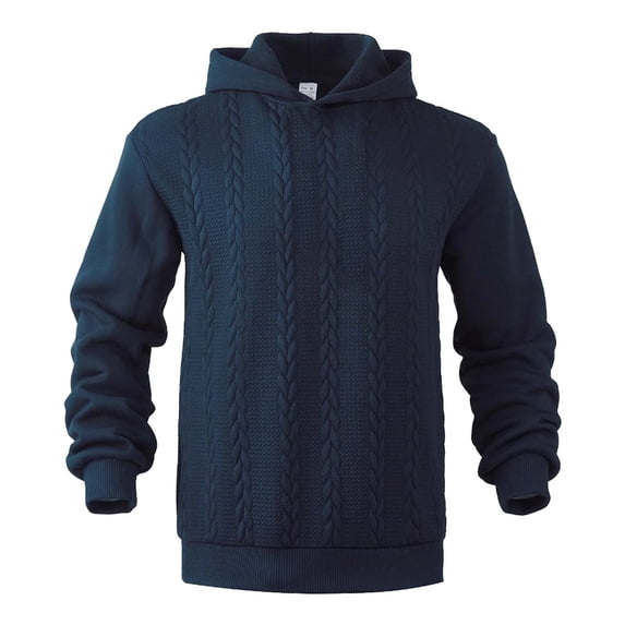 HXWCHs Men's Lightweight Hoodie for Spring Men's Casual Solid Color Hooded Sweater Long Sleeve Pullover Knit Warm Winter Fashion top Navy L