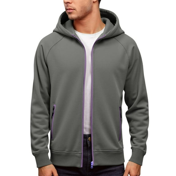 HXWCHs Men's Lightweight Hoodie for Spring Men's Full Zip Up Hooded Sweatshirt Lightweight Jacket with Pockets for Casual Wear Grey L