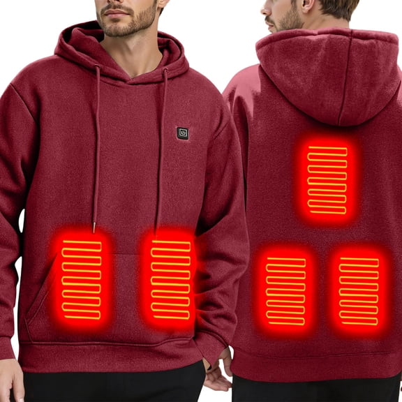 HXWCHs Men's Lounge Hoodie for Home Men's Rechargeable Heated Hoodie USB Powered Adjustable Temperature Winter Warm Pullover for Outdoor Daily Wear L