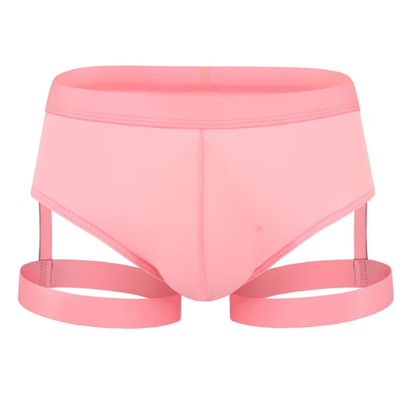 HXWCHs Men's No-Show Underwear Thin Ice Silk Summer Low Waist Men's Underwear Briefs Comfortable Design for Night Club Wear Light Pink XL