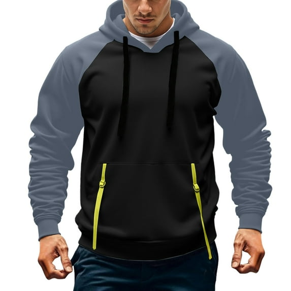 HXWCHs Men's Oversized Hoodie Trendy Men's Casual Solid Color Pullover Hoodie Streetwear Comfortable Drawstring Sweatshirt for All Seasons Black S