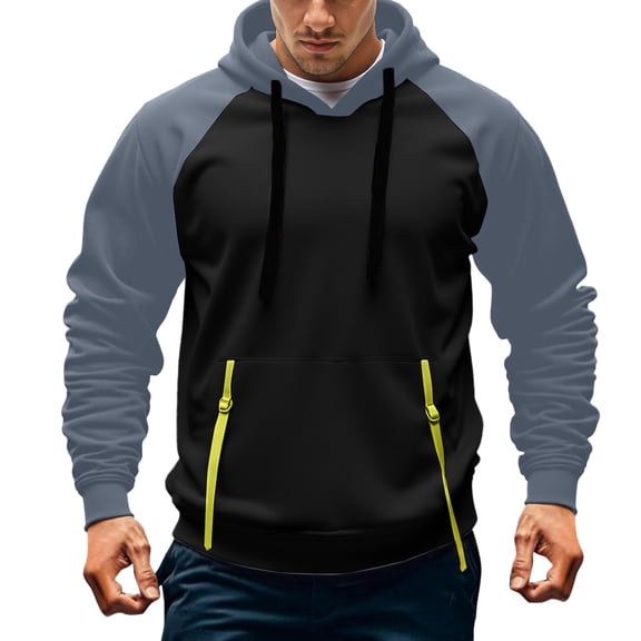 HXWCHs Men's Oversized Hoodie Trendy Men's Casual Solid Color Pullover Hoodie Streetwear Comfortable Drawstring Sweatshirt for All Seasons Black S