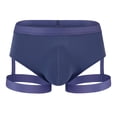 thumbnail image 1 of HXWCHs Men's Plus Size Soft Underwear Thin Ice Silk Summer Low Waist Men's Underwear Briefs Comfortable Design for Night Club Wear Blue XL, 1 of 3