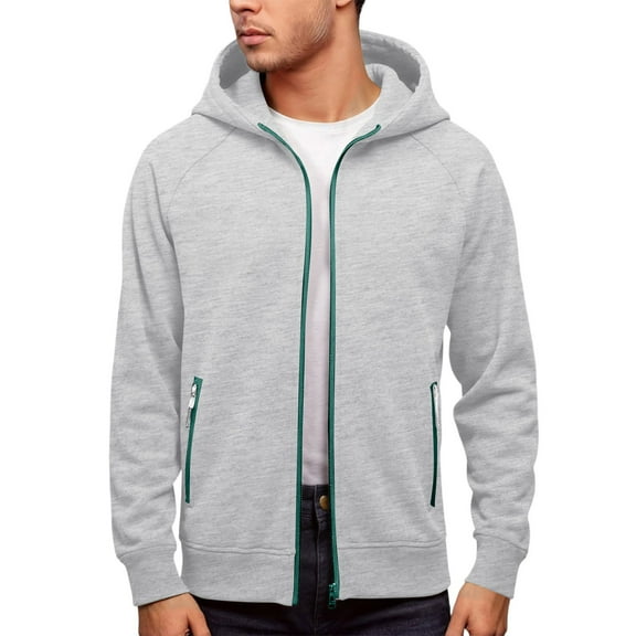 HXWCHs Men's Slim Fit Hoodie Men's Full Zip Up Hooded Sweatshirt Lightweight Jacket with Pockets for Casual Wear Light Gray M