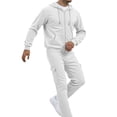 thumbnail image 1 of HXWCHs Men’s Solid Casual 2-Piece - Hoodie & Sweatpants, Daily Lounge Tracksuit White XXL, 1 of 8