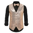 thumbnail image 1 of HXWCHs Men's Suit Vest Slim Fit Business Wedding Sleeveless Tank with Cravat Ideal Outerwear for formal Occasions XXXL Rose Gold, 1 of 2