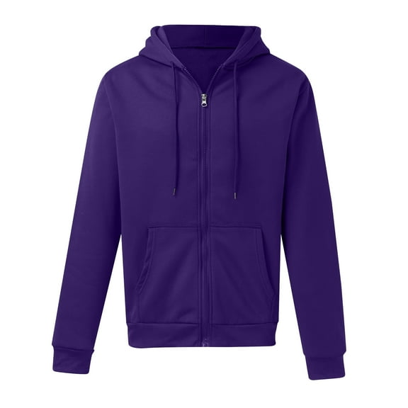 HXWCHs Men's Thermal Lined Hoodie Men's Zip Up Hoodie Casual Solid Pullover Jacket with Front Pockets for Outdoor athletic Wear Purple XXL