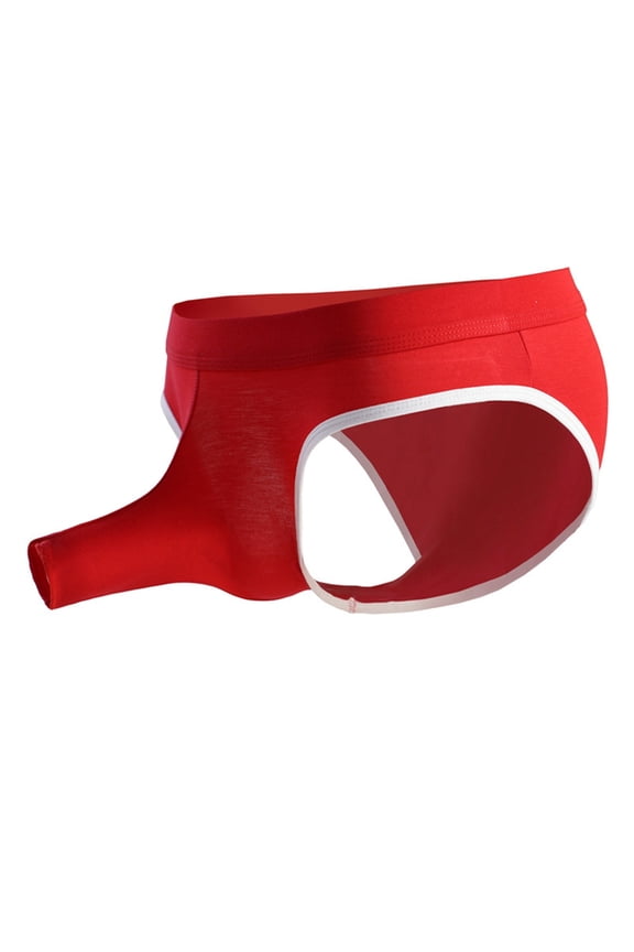 Men's Thermal Winter Underwear Men's Open Crotch Briefs Breathable Soft Underwear for Comfort and Support Red XL