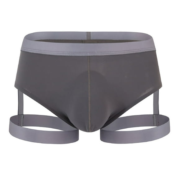 HXWCHs Men's Underwear Briefs Thin Ice Silk Summer Low Waist Men's Underwear Briefs Comfortable Design for Night Club Wear Grey XL