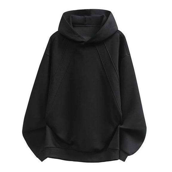 HXWCHs Men's Warm Fleece Hoodie Men's Basic Loose Fit Hooded Sweatshirt Casual Pullover Jacket top for Fall Winter Comfort Black S