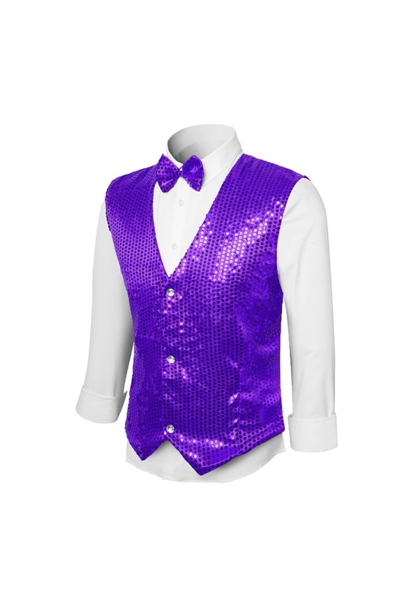 Men's formal Rhinestone Dress Vest for Stage Performance Gala Wedding Evening Party EventsM Purple