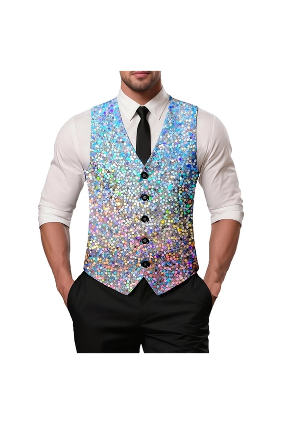 Men's formal Vest Sleeveless Jacket with Carnival Print for Wedding Party Evening Gala Celebration XXXXL Multicolour