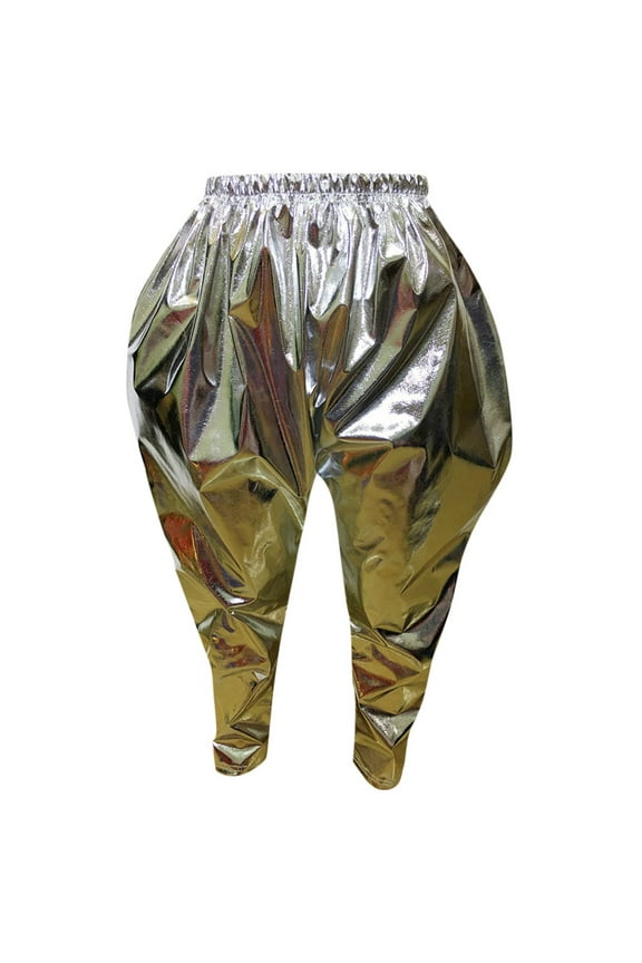 Metallic Harem Dance Pants for Girls Loose Fit Modern Hop and Street Dance Wear Performance Botofms 7-8 Years Silver
