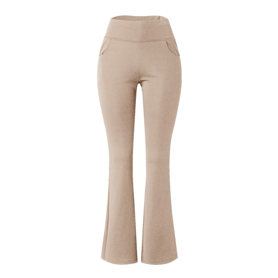 HXWCHs Petite Yoga Pants High Waisted Yoga Pants with Pockets for Women Versatile Workout and Dress Trousers L Khaki