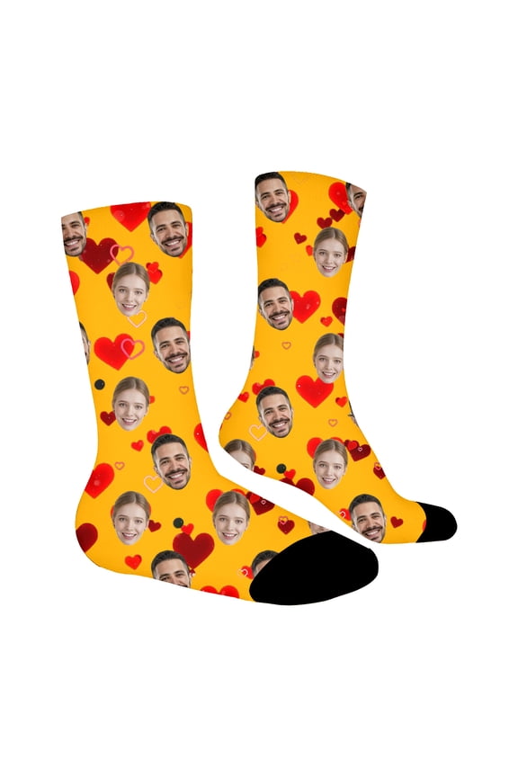 Photo Socks Customized with Your Own Pictures Unique Novelty Stockings for One Size Purple