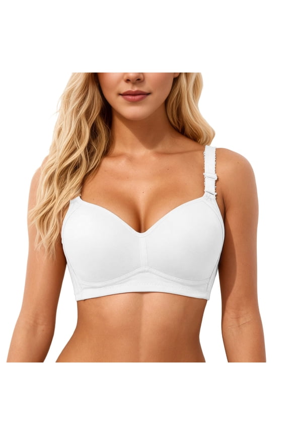 Plus Size Push Up Bra for Women Hide Back Fat Smoothing Bra Seamless Underwire T-Shirt Bra White 32