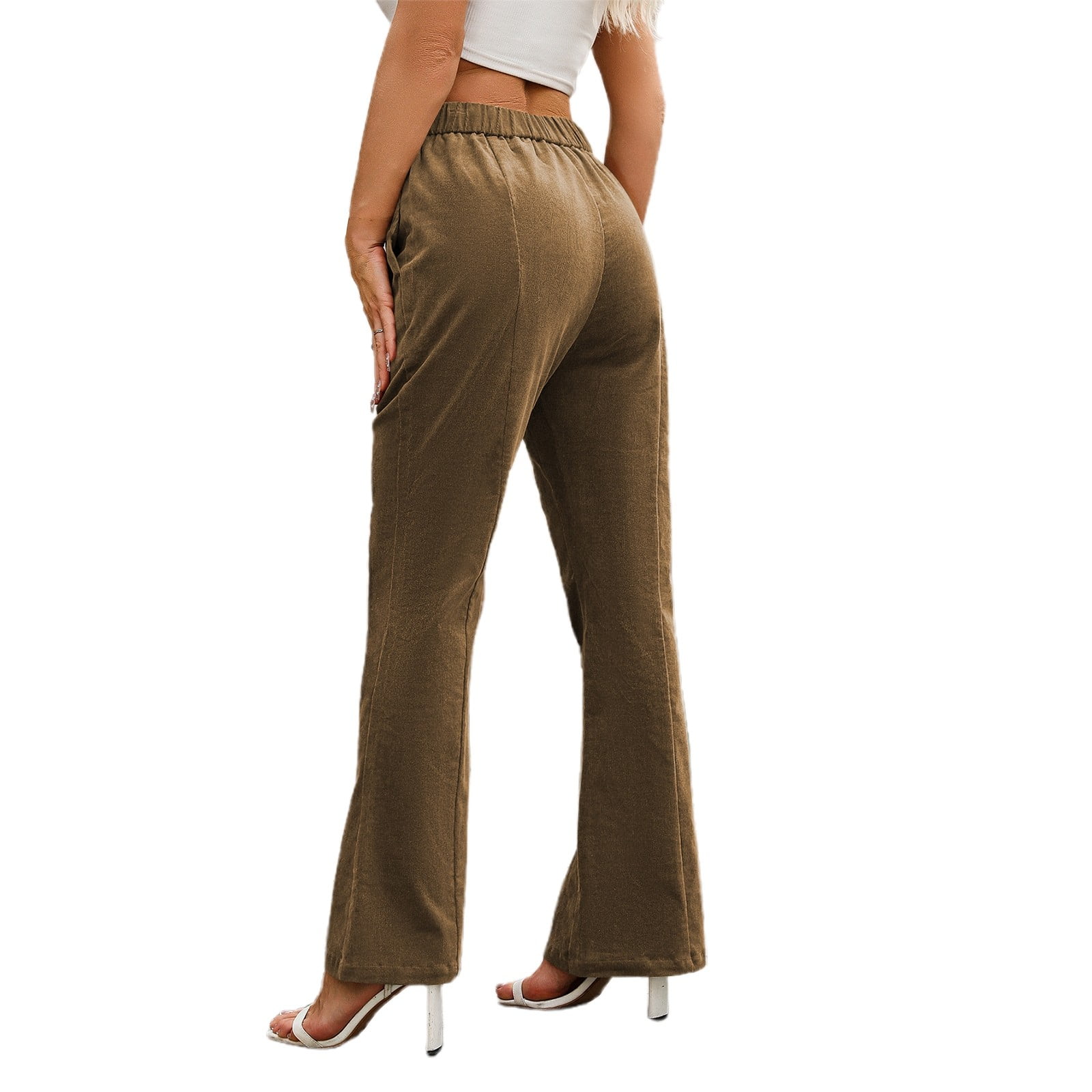 HXWCHs Plus Size Solid All Match Pants Women's Fashionable Corduroy ...