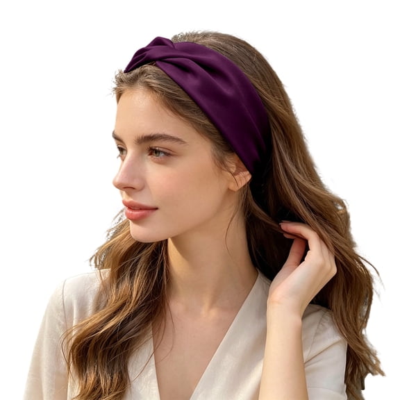 HXWCHs Satin Headband Silk Headbands for Women Fashion Hairbands Silky Hairband Hair Wraps Head Bands Accessory Dark Purple