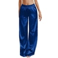 thumbnail image 1 of HXWCHs Satin Wide Leg Trousers for Women Elastic Waist Comfortable Flowy Casual Pants with Pockets S BU2, 1 of 4