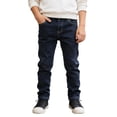 thumbnail image 1 of HXWCHs Slim Fit High Street Fashion Distressed Denim Jeans for Boys Comfortable Stretch Casual Long Trousers Kids Spring Autumn Wear 13-14 Years Navy, 1 of 8