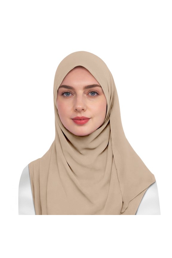 Solid Color Bubble Chiffon Scarf for Women Fashion Soft Hijab Long Scarfs Wrap Scarves Beige