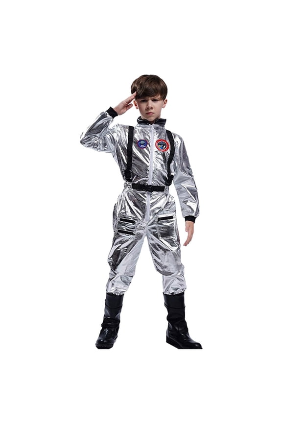 Space Astronaut Carnival for Kids Galactic Adventure Performance Outfit L Silver