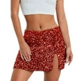 thumbnail image 1 of HXWCHs Sparkly Sequin Midi Skirt Elegant Nightclub Party Performance Outfit Disco Fashion Evening Wear L Red, 1 of 7