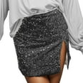thumbnail image 1 of HXWCHs Sparkly Sequin Midi Skirt Elegant Nightclub Party Performance Outfit Disco Fashion Evening Wear S Grey, 1 of 7