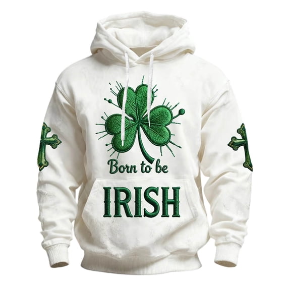HXWCHs St Patrick's Day Graphic Hooded Sweatshirt Irish Green Pullover Jacket for Holiday Casual Celebration M White
