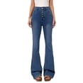 thumbnail image 1 of HXWCHs Stretch Women's Jeans Soft Fabric & Flexible High Waist Bootcut Denim Pants Flared Trousers Comfortable Stretch Everyday Casual Wear for Women Blue M, 1 of 5