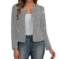 thumbnail image 1 of HXWCHs Stylish Metallic Long Sleeve Cardigan Jacket Open Front Loose Fit Lightweight Outerwear for Women Fall Fashion S Light Gray, 1 of 5