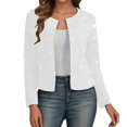 thumbnail image 1 of HXWCHs Stylish Metallic Open Front Casual Jacket Long Sleeve Cardigan Lightweight Outerwear Loose Fit Fall Fashion for Women S White, 1 of 5