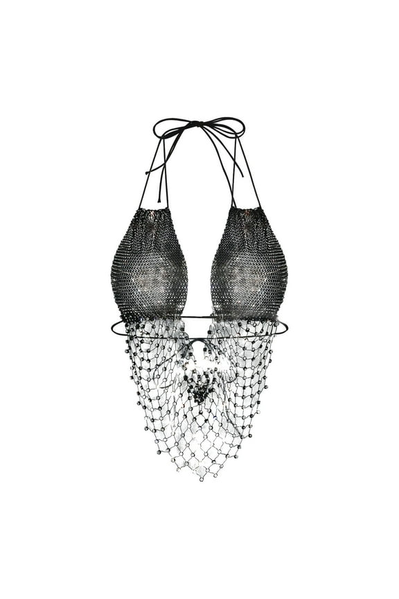 Stylish Women's Lace Trim Crop Top Spaghetti Strap Camisole for Summer Streetwear Fashion Black L