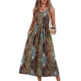 thumbnail image 1 of HXWCHs Summer Sleeveless Printed Maxi Dress Featuring Neckline Side Pockets and Flowy A-Line Skirt XXL Khaki, 1 of 4