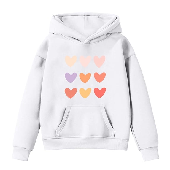 HXWCHs Sweatshirts for Toddler Boys Girls Heart Print Cute Preppy Sweatshirt Long Sleeve Pullover Hooded Tops Size: 7-8 Years White