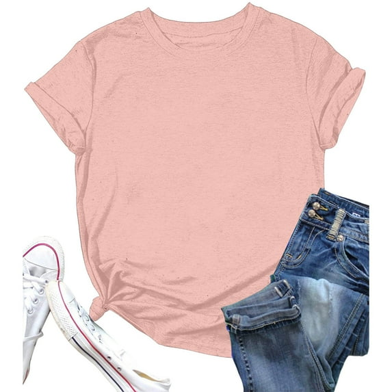 HXWCHs Tagless Women's Casual Everyday Wear Short Sleeve Round Neck T-Shirt Comfortable Loose Fit top XXL Pink
