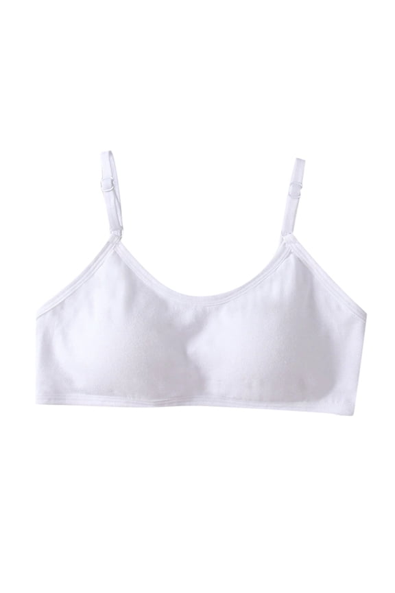 Girl Crop Cotton Bra - 100% Cotton Wireless Padded Bra for Daily & School Use 7-18years White