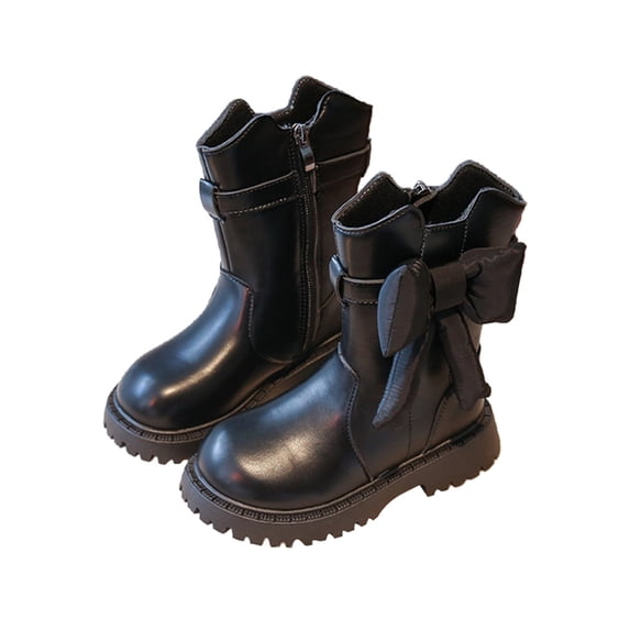 HXWCHs Toddler-Kid Winter Boots Punk Patent Leather Lined Side Zip Shoesâ Green 6-7Years