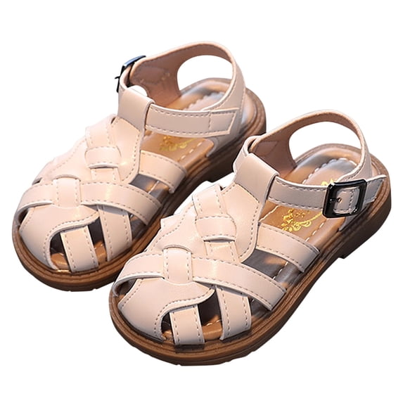 HXWCHs Toddler Sandals Breathable,Kids Closed Toe Summer Dress Shoes Fisherman Water Beach Non- Flat Sandals White 3-3.5years