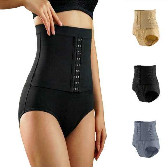 HXWCHs Tummy Control Underwear for Women Seamless Body Shaper Panties Girdle with Adjustable Hooks Black M