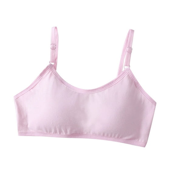 HXWCHs Tween Adjustable Cotton Bralette - Hypoallergenic Soft Cup Undergarment for Sleep & Casual Wear 7-18years Pink