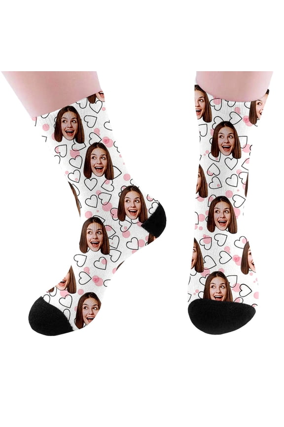 Unisex Casual Heart Print Everyday Stockings Cozy Comfortable Wear for All Day Long One Size White4