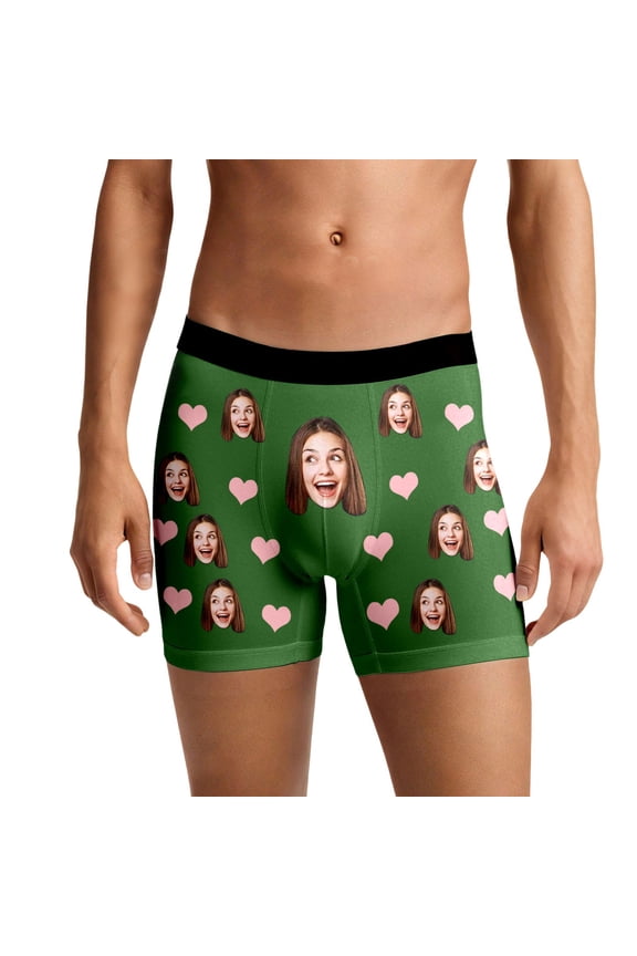 Valentine's Day Brief for Him Custom Couples Underwear Idea for Her and Him Unique Design XL Green