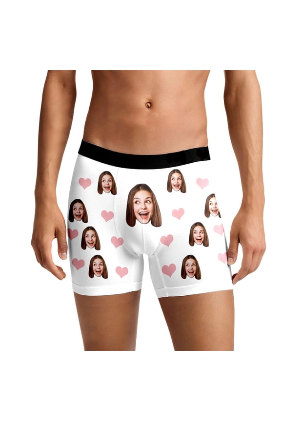 Valentine's Day Brief for Him Custom Couples Underwear Idea for Her and Him Unique Design XL White