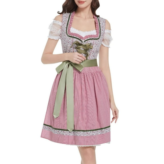 HXWCHs Victorian Court Gothic Dress Women Solid Color Vintage Slim Waist Formal Dress Light Pink S